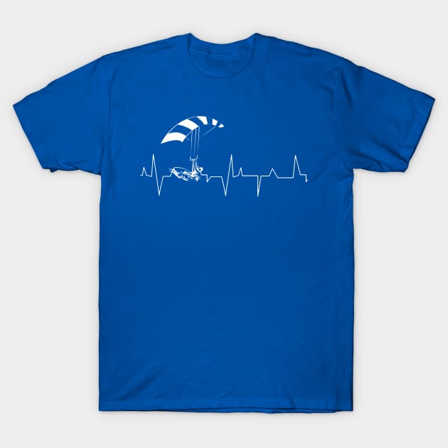 Heartbeat Kitesurfer White T-Shirt by Coumenole Design